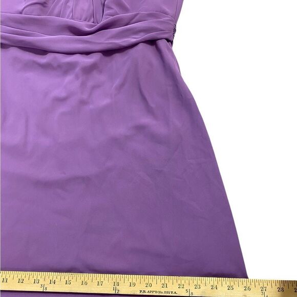 Elegant David’s Bridal long strapless dress /gown chiffon flowing purple - Picture 9 of 12